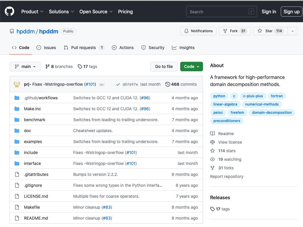 https://github.com/hpddm/hpddm